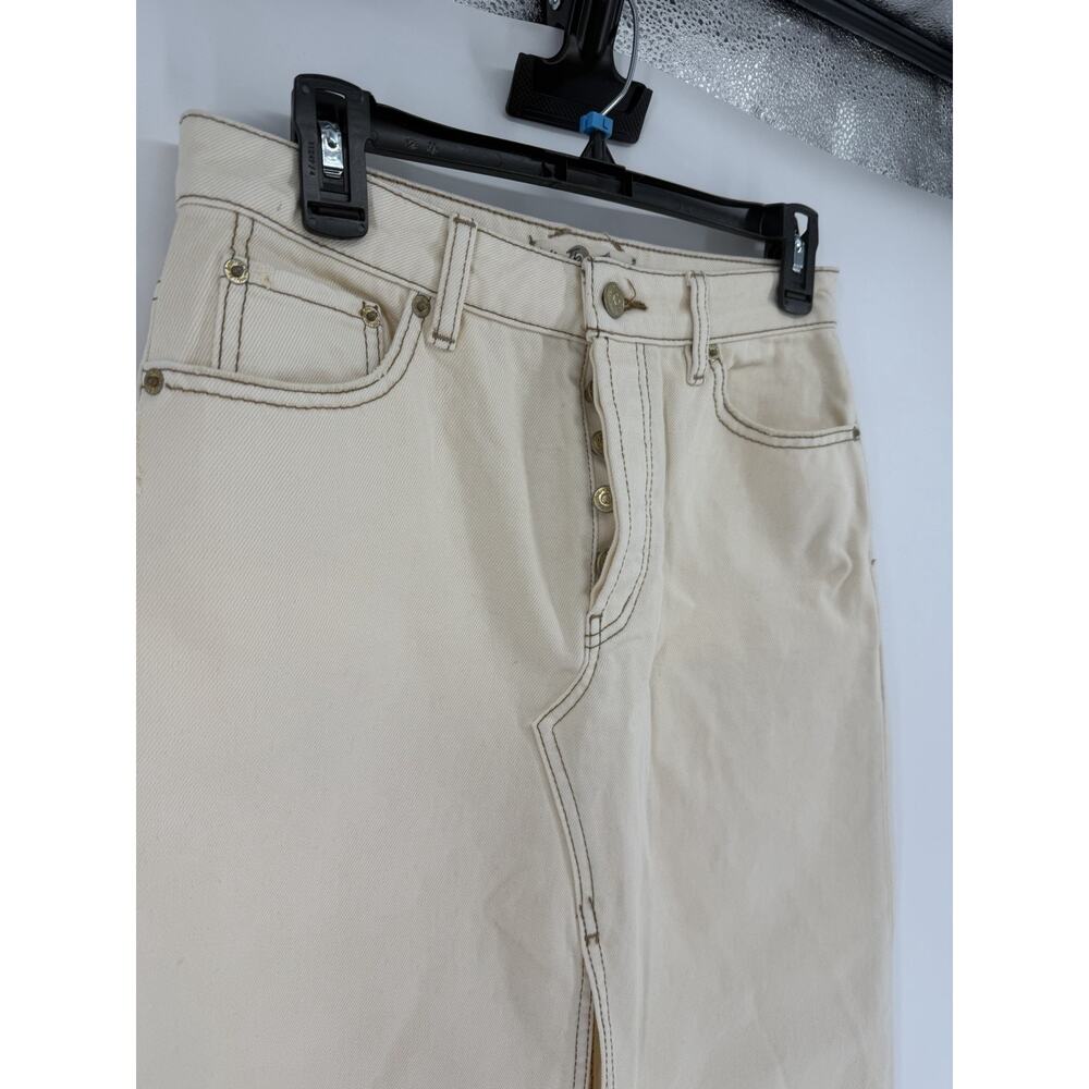 We the Free People Come As You Are Denim Maxi Skirt Wisp Cream Size 26 - Picture 5 of 11